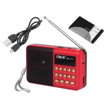 Radijo imtuvas su akumuliatoriumi USB, AUX MK-011 raudonas (red) 